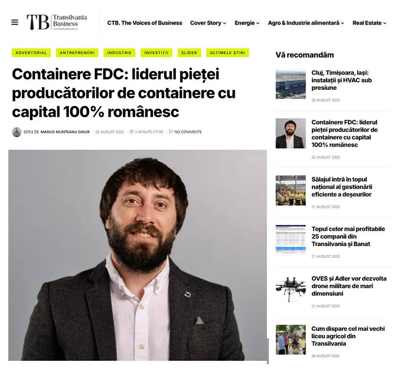 Containere FDC: liderul pietei producatorilor de containere cu capital 100% romanesc