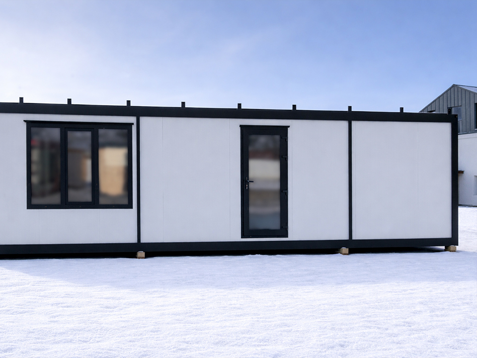 Casa modulara izolata inconjurata de zapada in sezonul rece - Case din containere